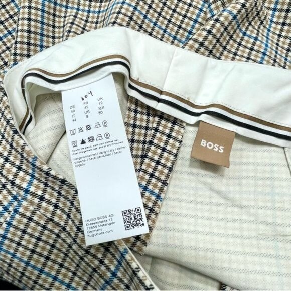 NWOT BOSS Tuleah Regular-Fit Bootcut Trousers In Checked Size 8 - Picture 11 of 14